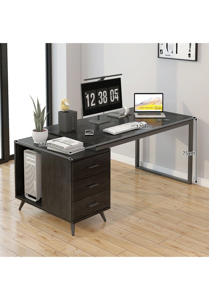 Computer Table Home Office Desk Table Computer Study Table, Simple Writing Table,Sturdy Office Table, Computer and Multifunction Table Home Office Workstation with 3 Drawers Black