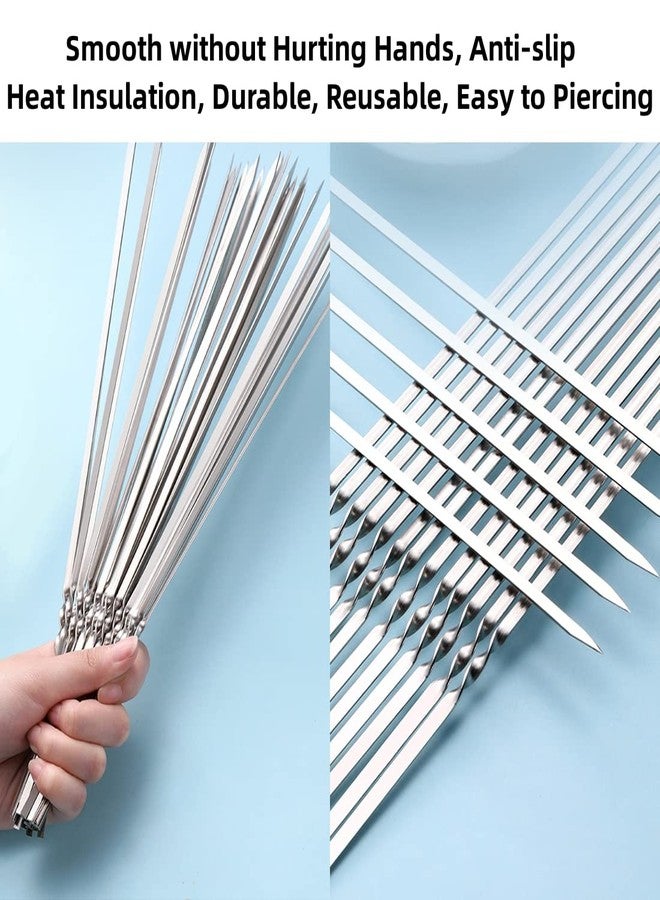 WILLBBQ 304 Stainless Steel 13.2" Long Flat Barbecue Skewers,20PCS/40PCS BBQ Kebab Skewers with Portable Metal Storage Tube,Reusable for Grilling Barbecue Kitchen Party and Outdoor Cooking (20PCS) - Image 5
