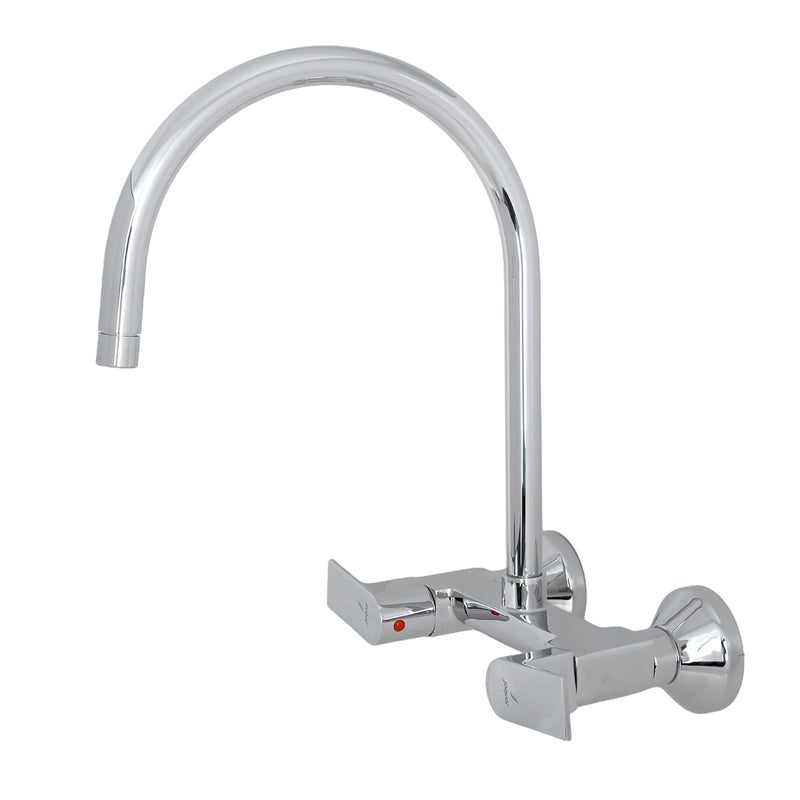 Jaquar LYRIC Series Wall Mounted Swinging Spout HOT and COLD SINK MIXER Chrome TWIN SIDE LEVER Brass Body Water TapFaucetCock for BathroomKitchen Wash Basin LYRCHR38309 - Image 1