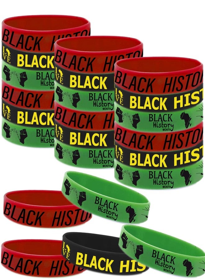 CupaPlay 24 PCS Happy Black History Month Party Favors Rubber Bracelets - Freedom Day Patriotic Party Supplies Goodie Bag Stuffers Fillers Silicone Wristbands - Image 1