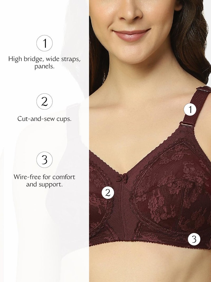 Triumph International Women's Non Padded | Wireless | Doreen 36F Deep Burgundy | Full-Coverage Big Cup Bra | Pack of 1 - Image 4