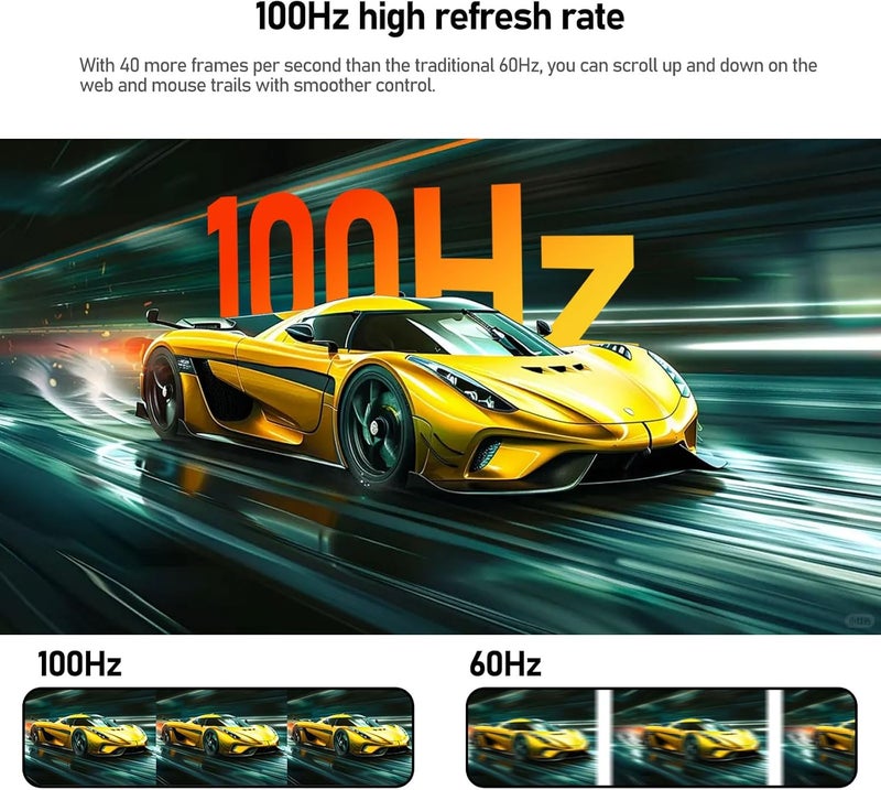 Gawfolk شاشة ألعاب مقاس 27 بوصة، دقة FHD، تردد 100 هرتز، منحنية 1800R، بدون إطار، دقة 1080P (1920×1080)، 100% sRGB، سطوع 300cd/m²، مناسبة للمكتب والمنزل والترفيه، مزودة بمكبر صوت مدمج - Image 3