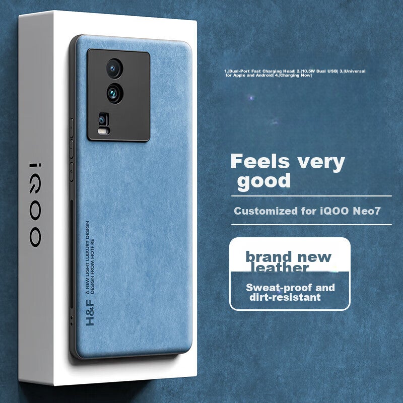 JD Jing Zao HotFire Phone Case for Vivo IQOO Neo 7, Vivo IQOO Neo 7 Protective Cover, Upgraded Skin-Like Lambskin Matte Lens Full Protection Silicone Case for Men And Women - Coral Blue - Image 1
