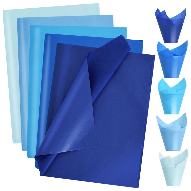 BEISHIDA 100 Sheets Blue Series Tissue Paper Bulk, Wrapping Tissue Paper for Gift Bags, 14 x 20 Inch Gift Wrap for Birthday Wedding Graduation DIY Crafts Holiday Flowers(Blue Series) - Image 1