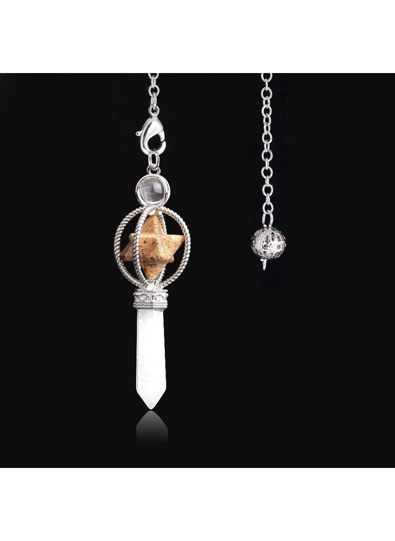 Generic CSJA Merkaba Star Pendulum Pendant Rotatable Jewelry F770 Picture Stone-F770-Picture-Jasper 