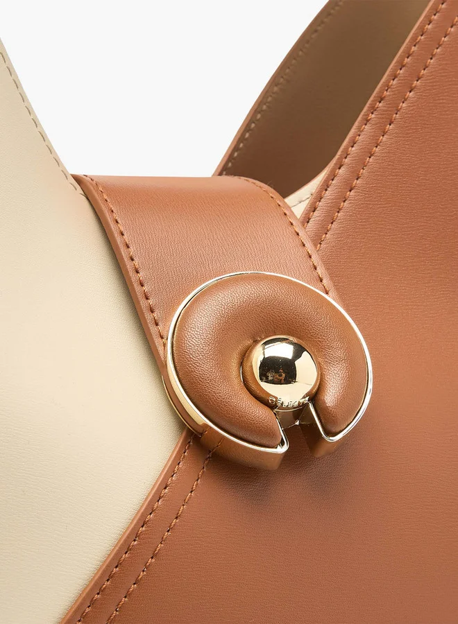 Celeste Colourblock Hobo Bag with Adjustable Strap and Button Closure