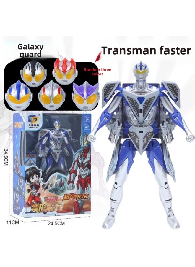 Children's Transformation Cube Toy Genuine Cool Transformation Man Mecha Cube Suit Robot Boy Gift Wholesale-Color: Blue Giant + Blue Q Doll * 3 - Image 1