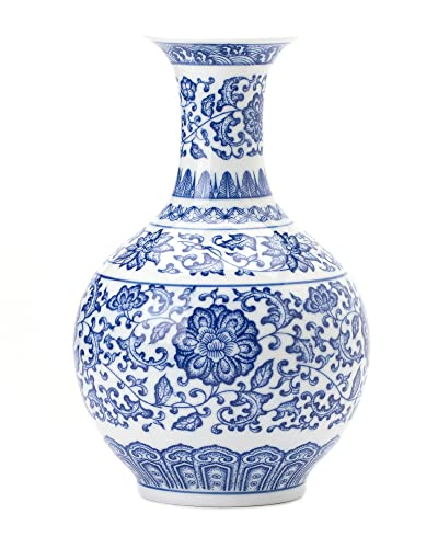 GaLouRo Blue and White Vase, Blue Vase, Chinoiserie Vase, Blue and White Ginger Jar Vase for Home Decor, Blue and White Porcelain Decor,9½"H - Image 1