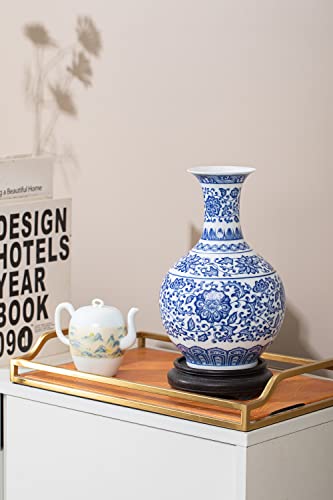 GaLouRo Blue and White Vase, Blue Vase, Chinoiserie Vase, Blue and White Ginger Jar Vase for Home Decor, Blue and White Porcelain Decor,9½"H - Image 4