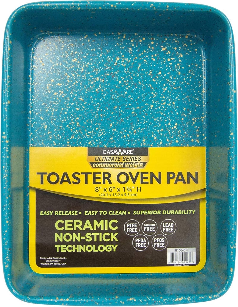 casaWare 8 x 6 x 1.75-Inch Toaster Oven Ultimate Series Commercial Weight Ceramic Non-Stick Coating Pan (Blue Granite) - Image 1