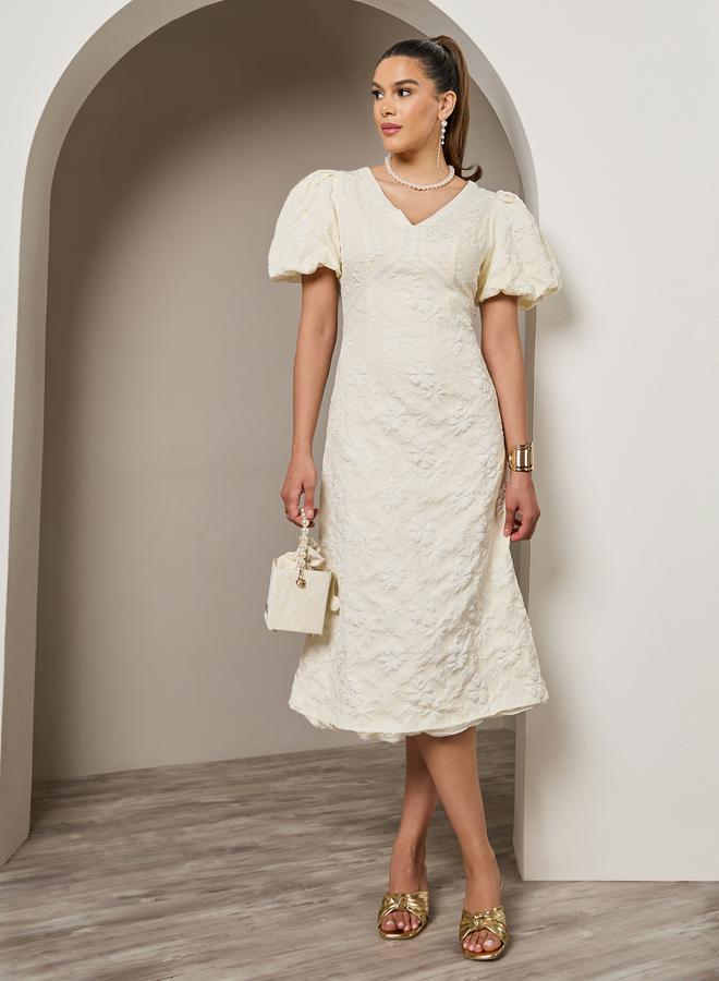 Styli Floral Puff Sleeve Dress  - Image 1