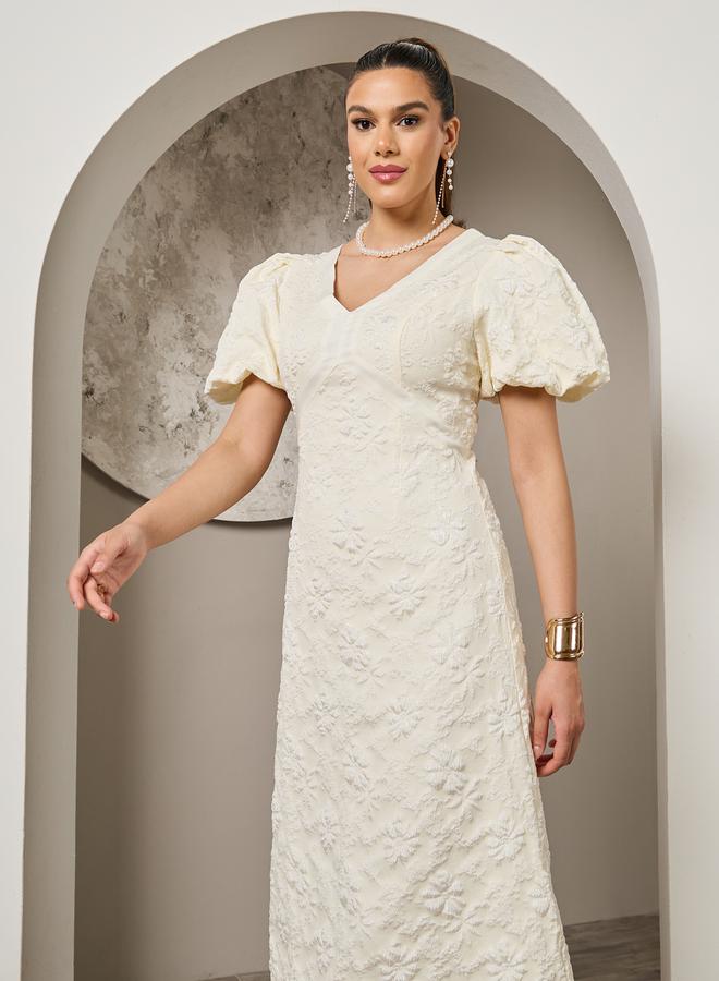 Styli Floral Puff Sleeve Dress  - Image 3