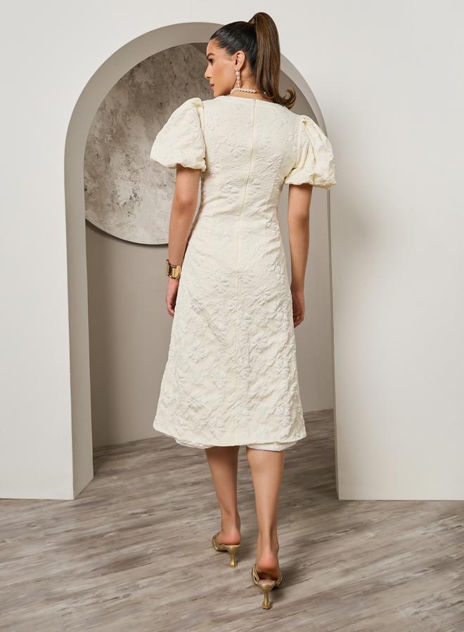 Styli Floral Puff Sleeve Dress  - Image 5