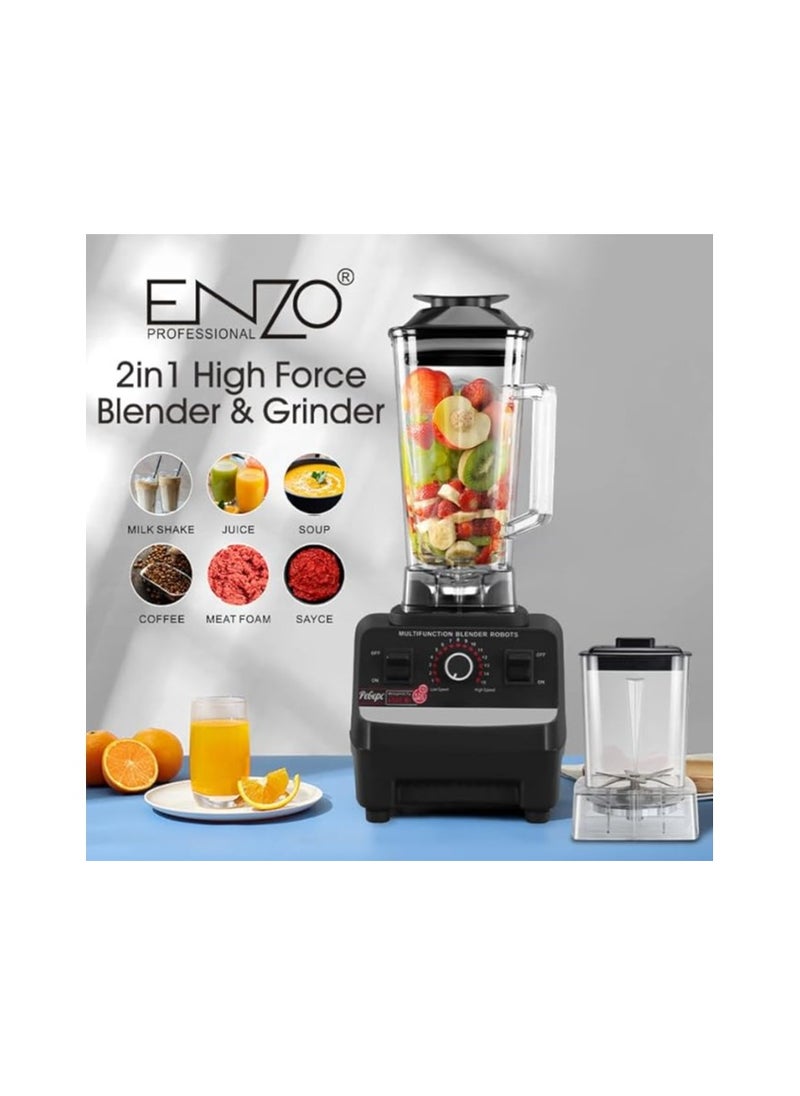 ENZO Enzo 2 in 1 Blender and Food Processor, 10,000 Watt, 2 Liters, Multifunctional Grinder, 15 Speeds  - Image 1