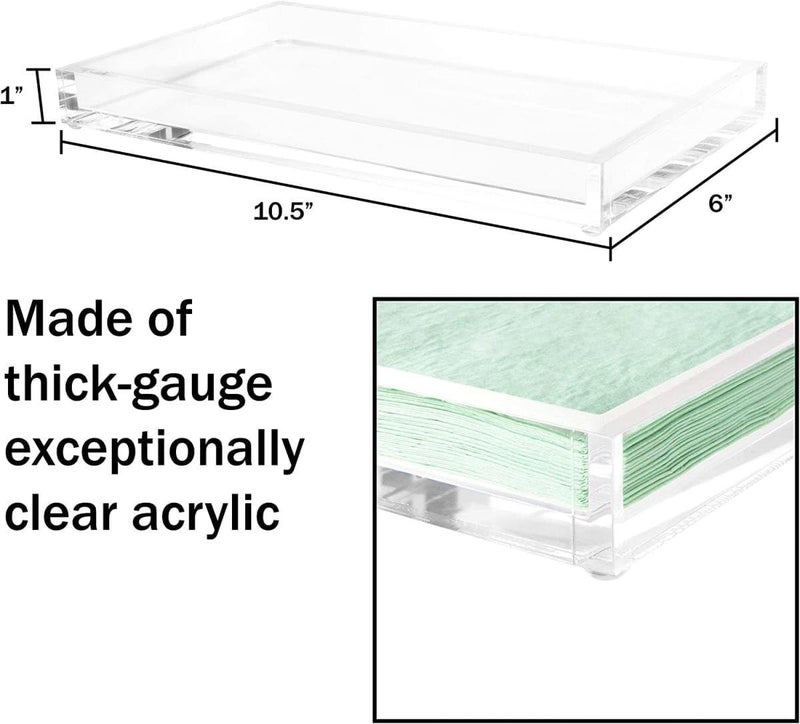BPA ® Acrylic Catchall Tray- Decorative Clear Rectangular Modern Minimalist Valet Organizer For Bedside, Bathroom Or Office Storage By Lavish Home - Image 2