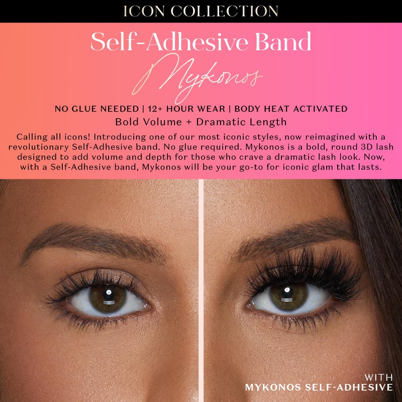 Lilly Lashes Self Adhesive Band 3D Faux Mink Eyelashes, No Lash Glue Needed, Body Heat Activated Press on Lashes, Reusable Self Adhesive Eyelashes Up to 5x, Easy to Apply & Remove (Mykonos) - Image 2