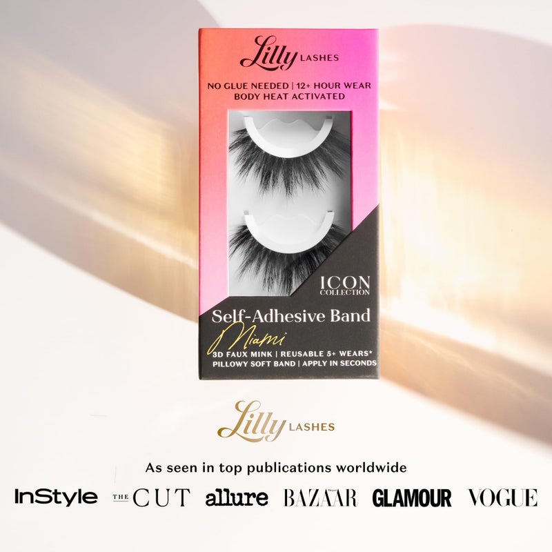 Lilly Lashes Self Adhesive Band 3D Faux Mink Eyelashes, No Lash Glue Needed, Body Heat Activated Press on Lashes, Reusable Self Adhesive Eyelashes Up to 5x, Easy to Apply & Remove (Mykonos) - Image 5