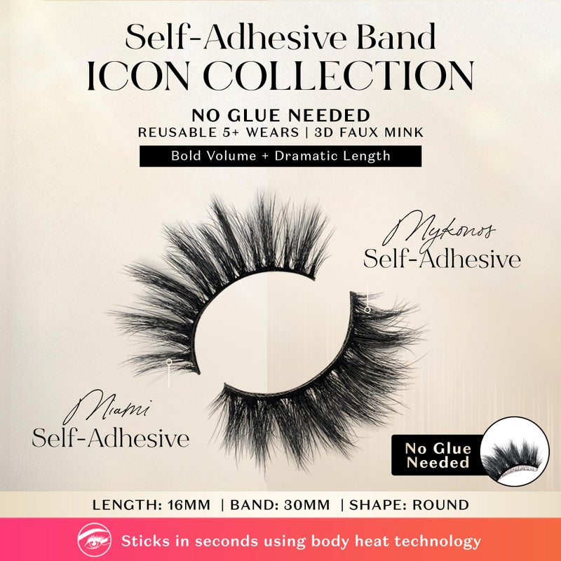 Lilly Lashes Self Adhesive Band 3D Faux Mink Eyelashes, No Lash Glue Needed, Body Heat Activated Press on Lashes, Reusable Self Adhesive Eyelashes Up to 5x, Easy to Apply & Remove (Mykonos) - Image 3