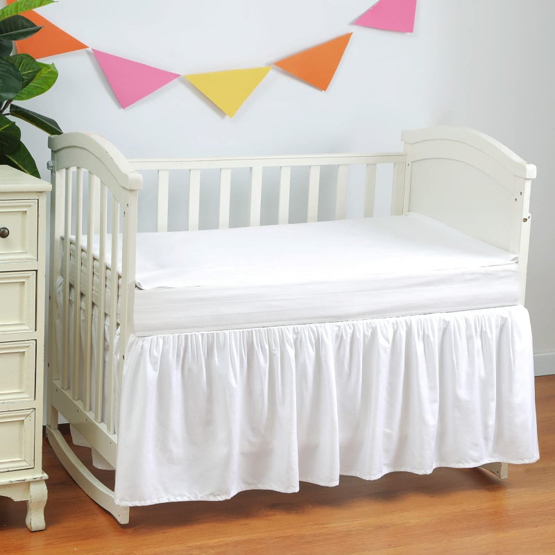 Zaizaihome Ruffled Crib Bed Skirt Made of 100 Cotton 400 Thread Count 14 Drop Soft Nursery Toddler Pleated Dust Ruffle Bedding Skirt for Baby Boys Girls with Adjustable Elastic Fit 