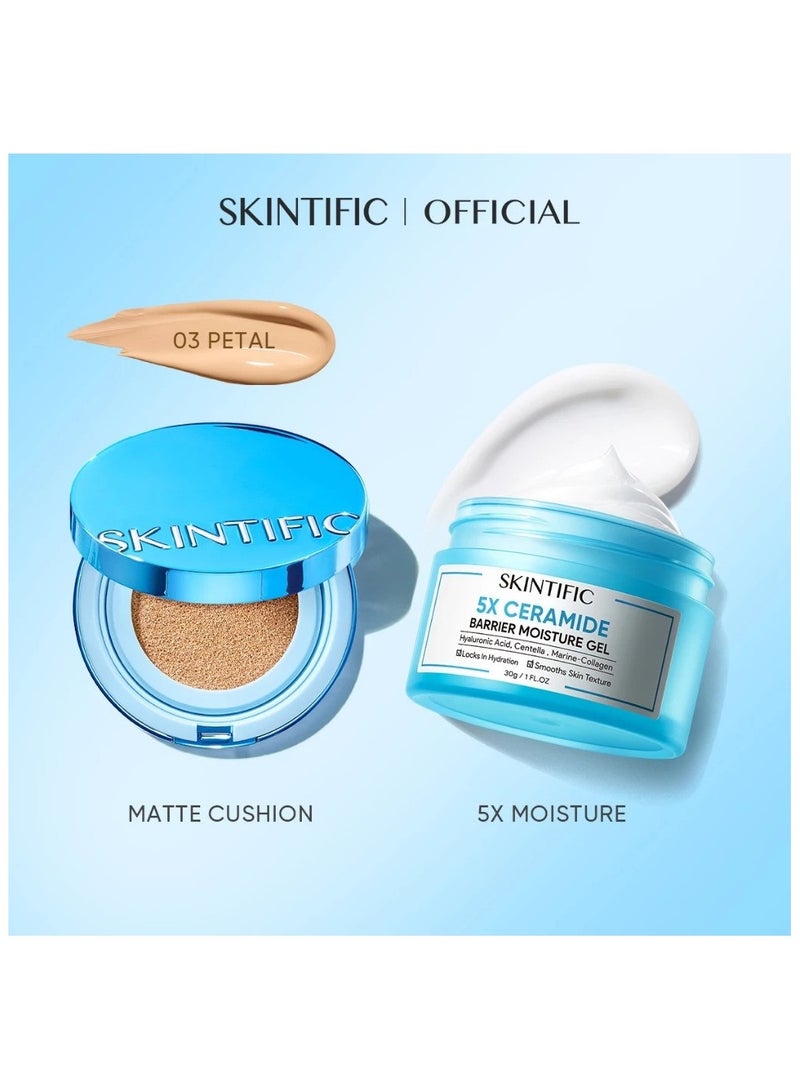 SKINTIFIC SKINTIFIC Velvet Matte Duo: Perfect Stay Cushion 03 PETAL + SKINTIFIC Moisturizing Cream , Face Moisturizer for All Skin ,Facial Creams with Hyaluronic Acid and 5X Ceramides, Fragrance Free Non-Comedogenic - Image 1