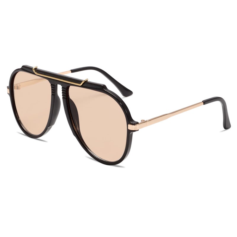 GUVIVI Oversized Aviator Sunglasses for Women Men 2026 70s Retro Gold Metal Sun Glasses Tangle Free Square Aviators - Image 2