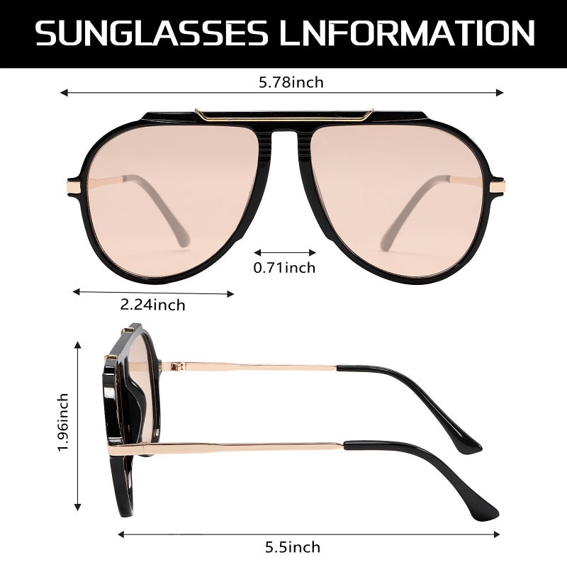 GUVIVI Oversized Aviator Sunglasses for Women Men 2026 70s Retro Gold Metal Sun Glasses Tangle Free Square Aviators - Image 4
