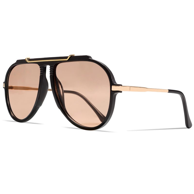 GUVIVI Oversized Aviator Sunglasses for Women Men 2026 70s Retro Gold Metal Sun Glasses Tangle Free Square Aviators - Image 1