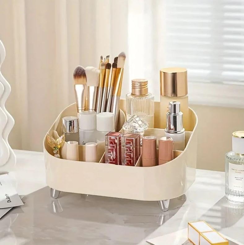 Furret Cosmetic Storage Box with Clear Cover Makeup Organizer Display Case with Brush Holder Lipstick Rack for Vanity Storage Luxurious Look - Image 3