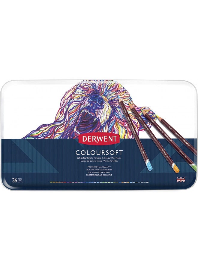 Derwent Colorsoft Pencils, 4mm Core, Metal Tin, 36 Count (0701028) - Image 1