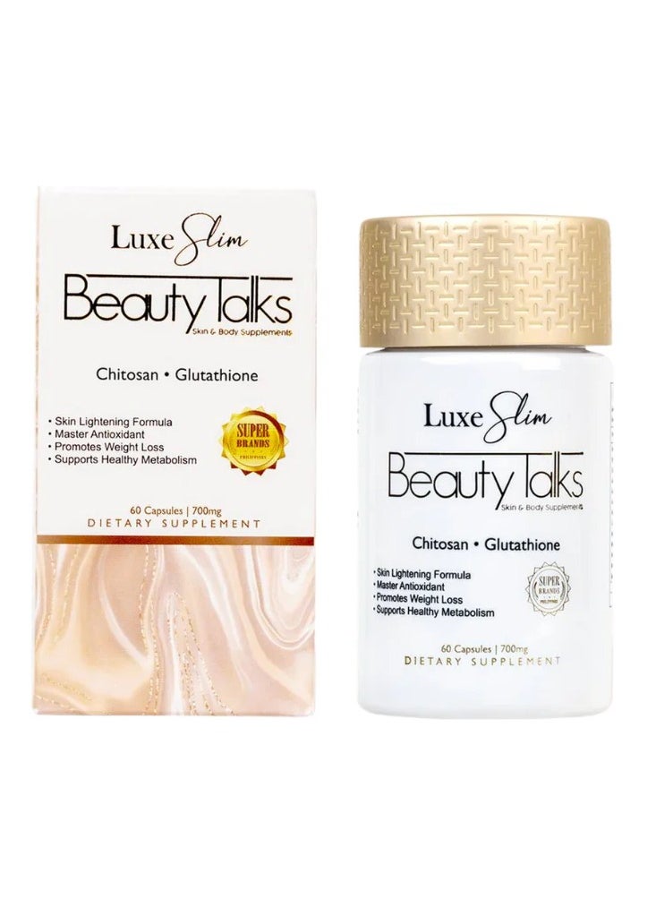 Luxe Skin - Luxe Slim Beauty Talks 700mg – Glutathione + Chitosan for Fairer Skin & Fat Burn | 60 Capsules | Antioxidant Formula - Image 1