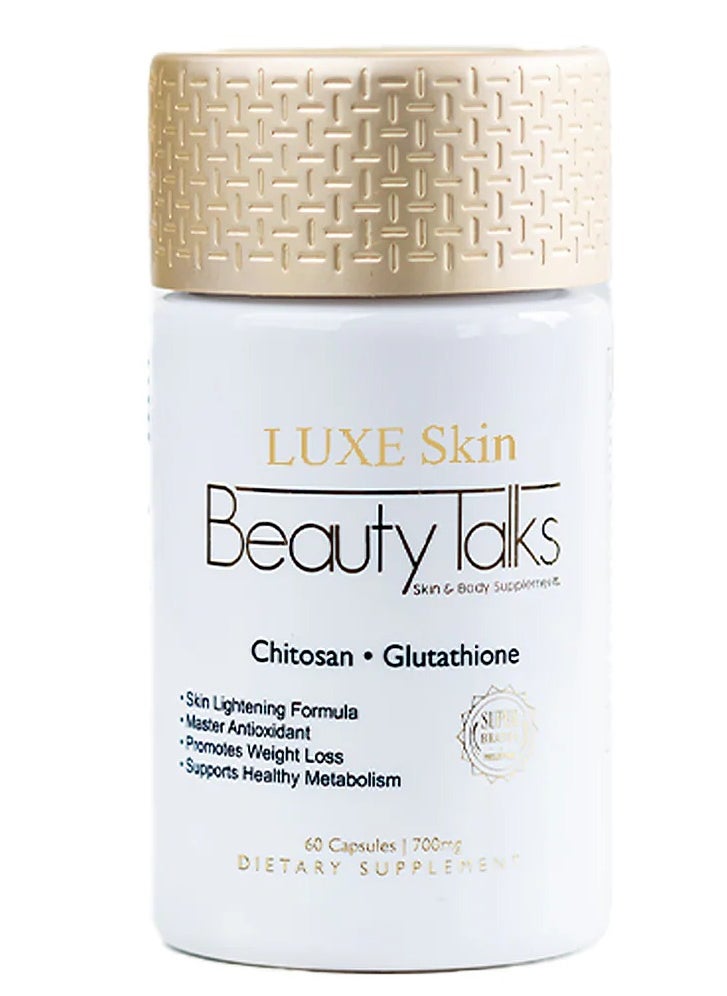 Luxe Skin - Luxe Slim Beauty Talks 700mg – Glutathione + Chitosan for Fairer Skin & Fat Burn | 60 Capsules | Antioxidant Formula - Image 1