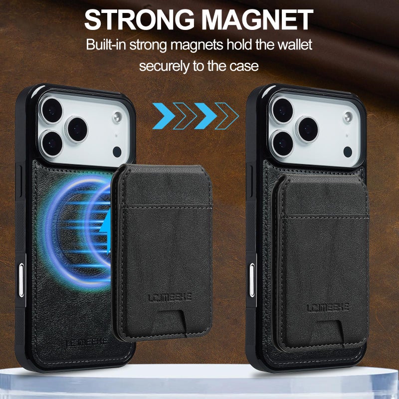 LC.IMEEKE For Iphone 17 Pro Max L3 Series Detachable Rfid Card Bag Magsafe Phone Case(Black) - Image 5
