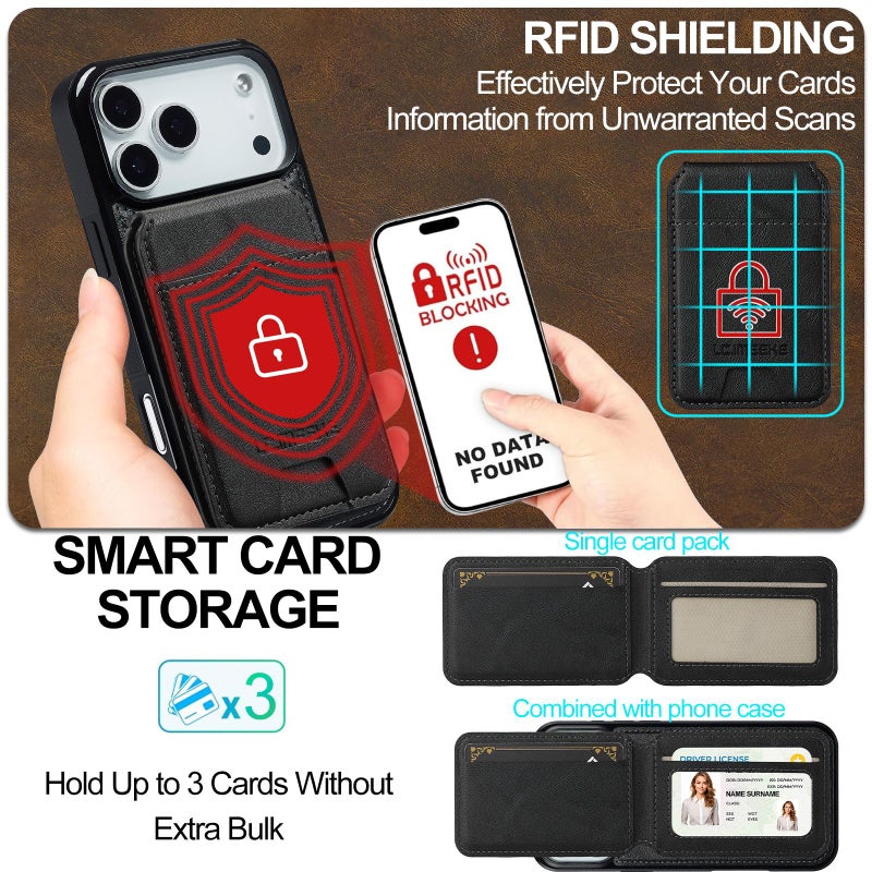 LC.IMEEKE For Iphone 17 Pro Max L3 Series Detachable Rfid Card Bag Magsafe Phone Case(Black) - Image 4