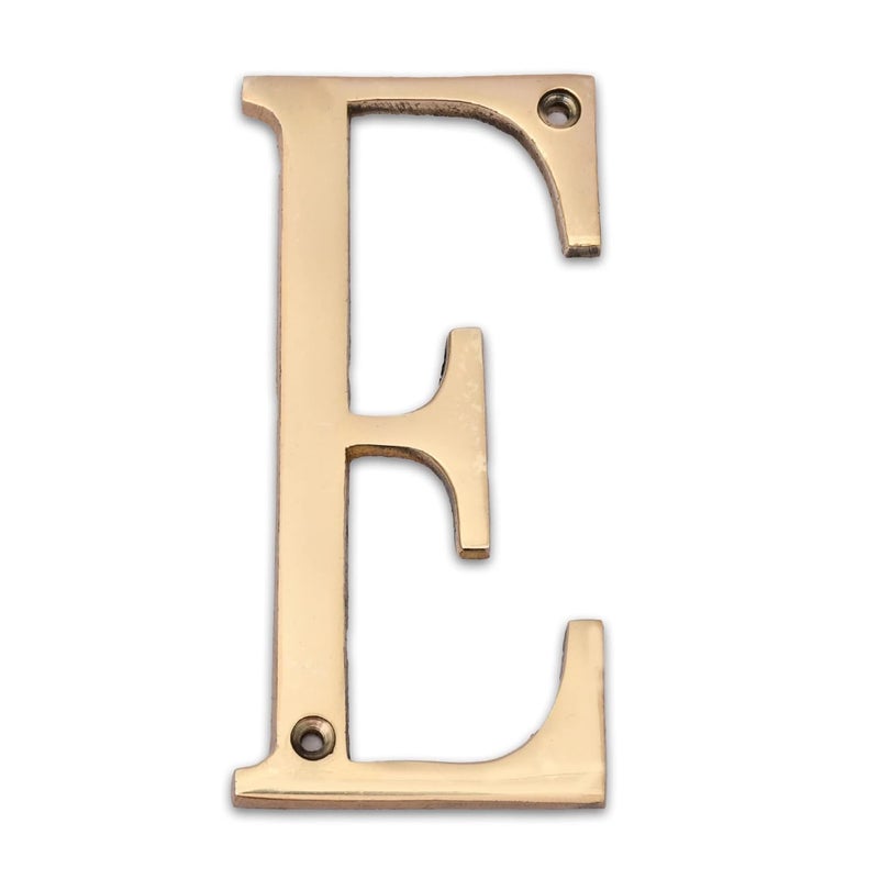AargKraft 4 Brass House Hotel Door Name Wall Door Plaque Alphabet Letter E Size 4 Inches - Image 1