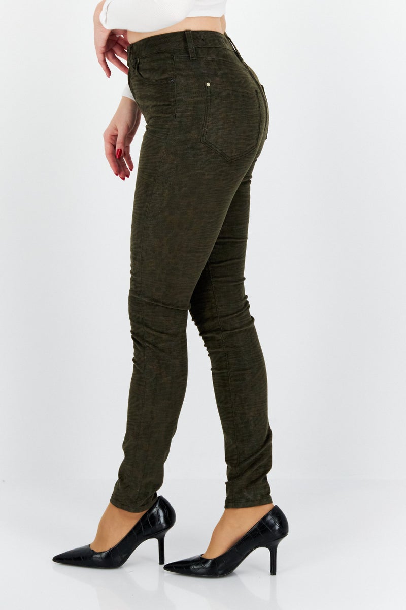 GUESS Women Regular Fit Stretchable Pants, Olive - Image 4