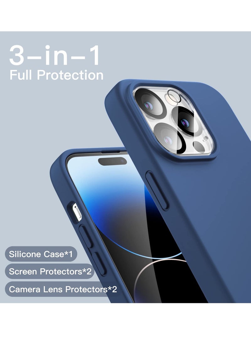 BORTONY iPhone 14 Pro Max Cover with 2 Pack Screen Protector + 2 Pack Camera Lens Protector Liquid Silicone Full Body Protection Shockproof Drop Protection Case 6.7 inches  - Image 3