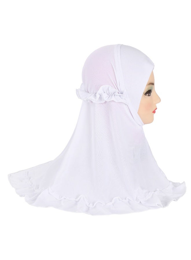 NIBEMINENT Hijab Scarf Girls Kids Ruffle Lotus Leaf Hijabs Solid Color Head Scarfs for Baby  - Image 1