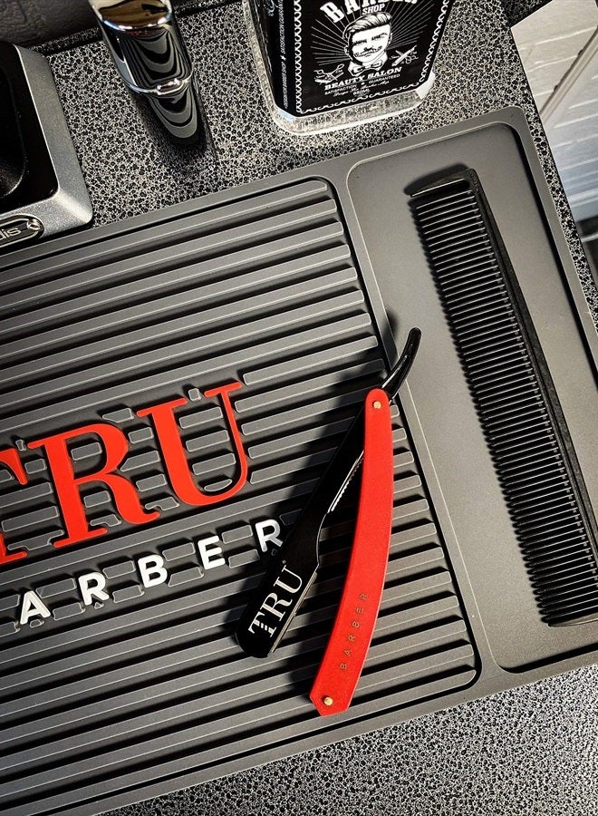 TRU BARBER Professional Barber Blade Straight Razor, Straight Blade Razor with 1.5mm Blade Exposure - Durable Straight Edge Razor, Single Edge (Black/Red) - Image 2