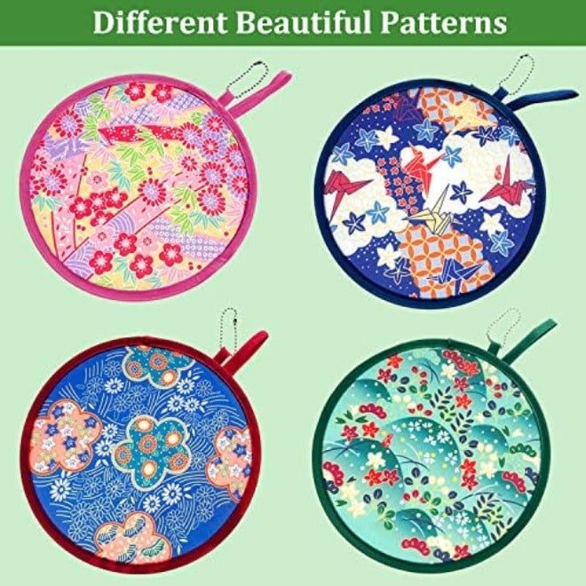 MXY Round Foldable Fan Hand Fans Japanese Style Summer Handheld Folding Fan Portable Cooling Fans for Festival Wedding Decor, Bridal Party Favors, Daily Use, Outdoor Events 4 Pack with Storage  Bags - Image 4
