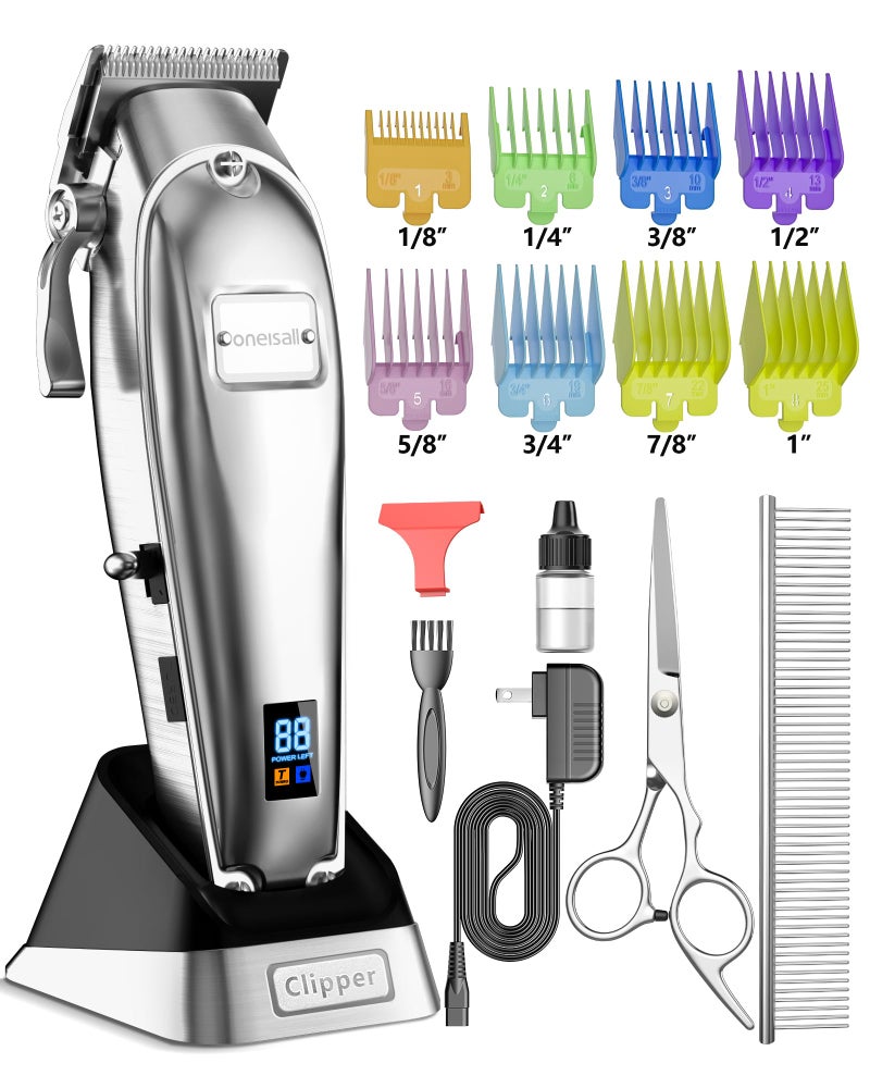 oneisall Dog Grooming Clippers for Thick Heavy Coats,Low Noise Cordless Dog Grooming Kit with Metal Blades, All Stainless Steel, 2 Speeds - Image 1
