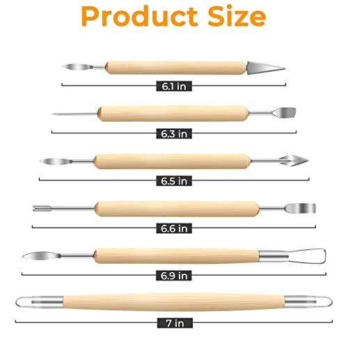 Jetmore 6 Pack Clay Tools Kit, Pottery Tools & Sculpting Tools, Polymer Modeling Clay Cutters Sculpture Set for Carving, Ceramics, Molding, DIY - Image 2
