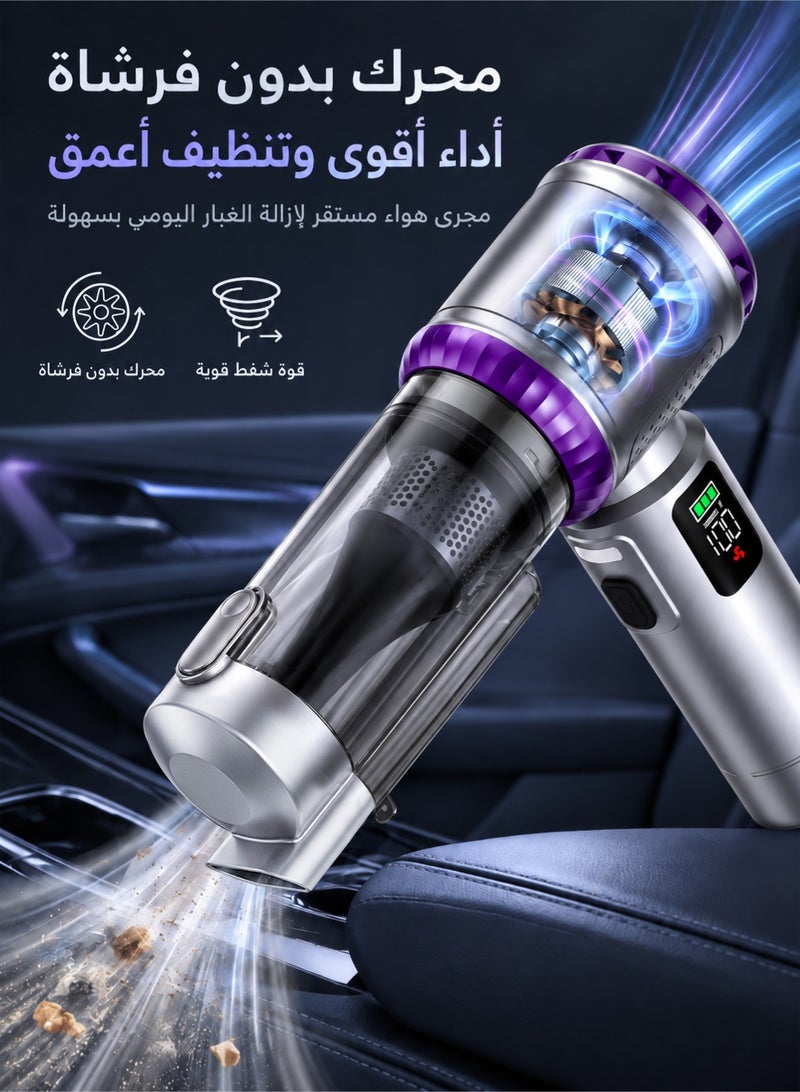 سويتو مكنسة كهربائية لاسلكية للسيارة والمنزل مع منفاخ هواء، قوة شفط 18000Pa، محرك بدون فرشاة 80000 دورة/دقيقة، شحن سريع Type-C، تفريغ الغبار بلمسة واحدة، شاشة عرض البطارية، مكنسة محمولة صغيرة للسيارة - Image 4