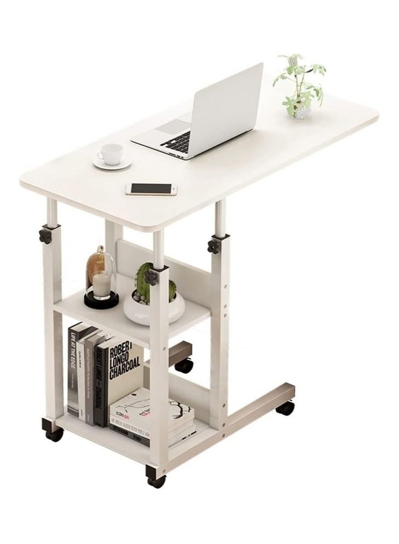 Height Adjustable Mobile Laptop Stand Desk Rolling Cart Tray Sofa Side Bed Table Portable With Wheels Overbed Storage For Study Room Bedroom Living - Image 1