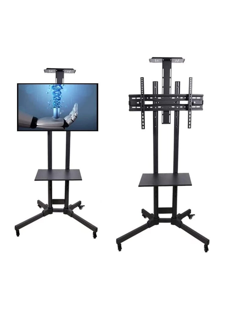 Portable TV Stand with Wheels – Fits 32 to 65 Inch Flat Screen LCD/LED/Plasma TVs, Fixed Floor Mount, Black - Image 1