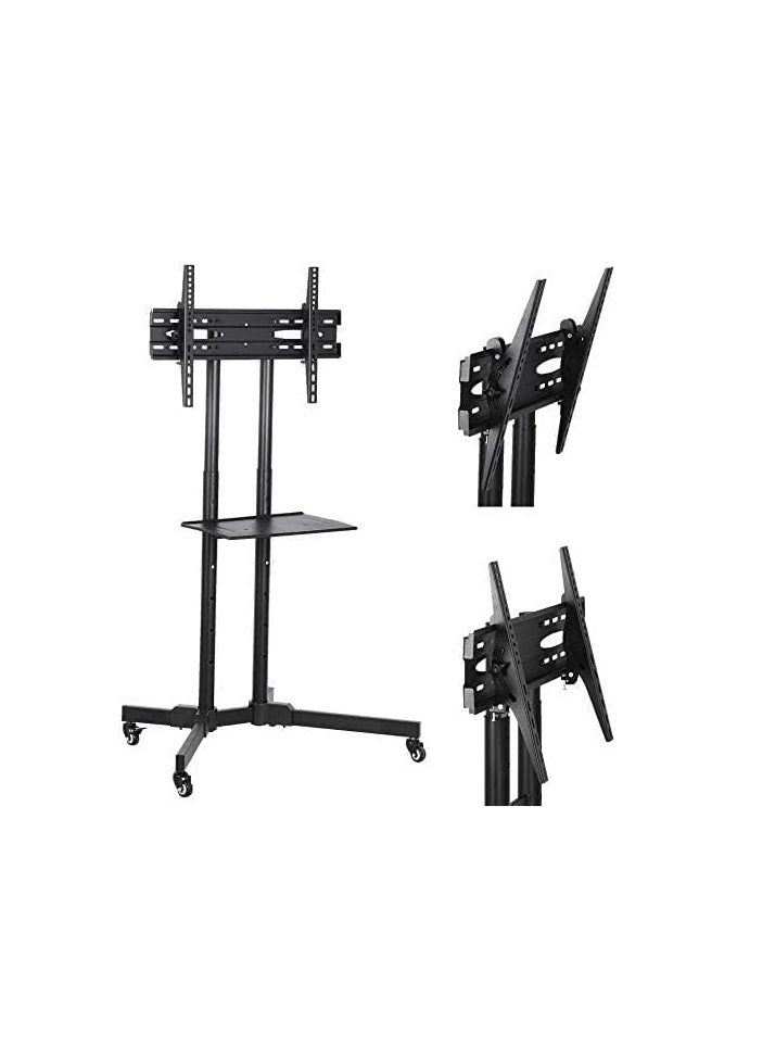 Portable TV Stand with Wheels – Fits 32 to 65 Inch Flat Screen LCD/LED/Plasma TVs, Fixed Floor Mount, Black - Image 2