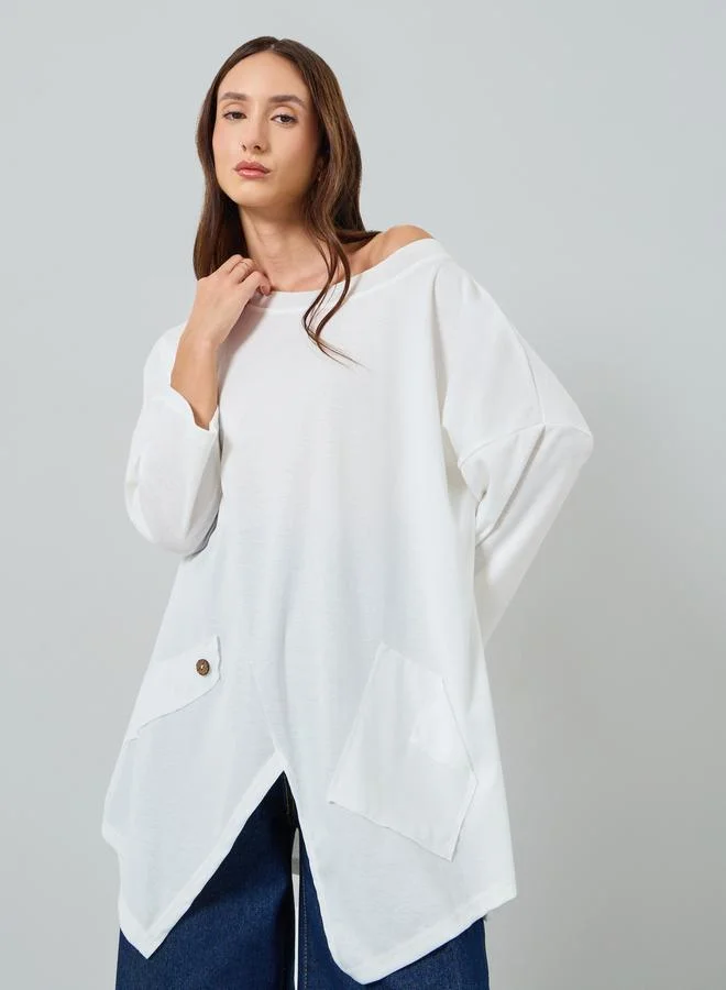 Take Two Women Asymmetric Hem Long Sleeve Top