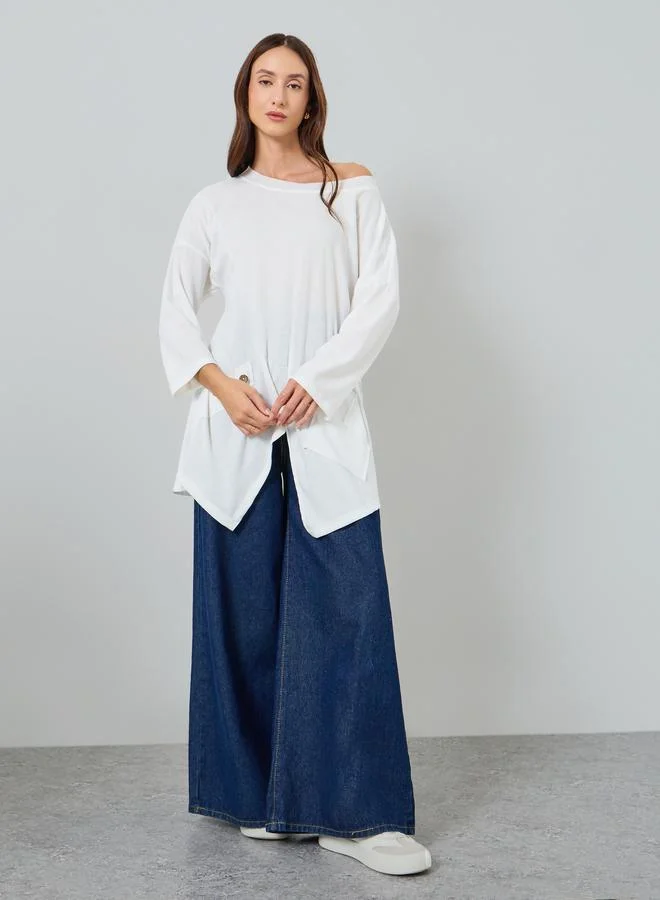 Take Two Women Asymmetric Hem Long Sleeve Top