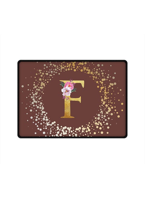 Designer Gaming Mouse Pad  Anti-Skid Mousepad Large Keyboard Mouse Pad Desk Mat Custom Monogram Initial Letter Floral Pattern Alphabet - F  (Brown)