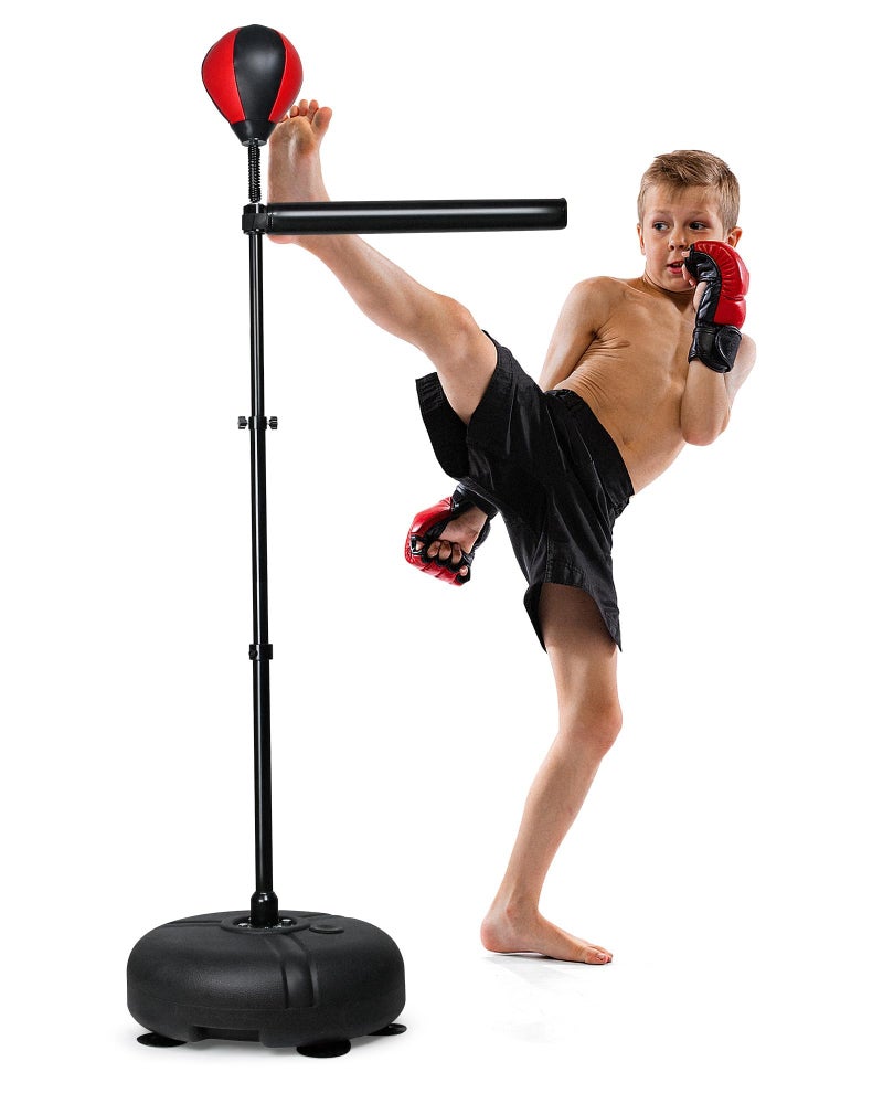 INNOLIFE Boxing Bar with Punching Bag for Kids, Adjustable Height Boxing Spinning Bar, Speed Trainer Free Standing Reflex Punching Ball Boxing Equipment for 7-12 Years - Image 1