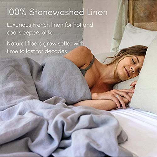 Baloo 100% French Linen Duvet Cover for Weighted Blanket (Dove Grey - 42"x72" - Throw Size) | Cooling, Soft & Durable | Certified European Flax® - Image 2